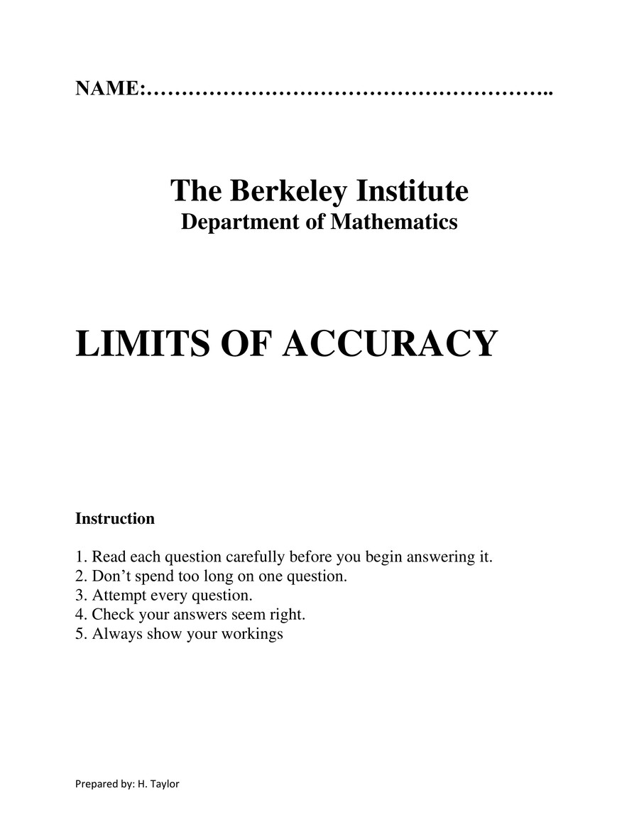 limits of Accuracy WORK BOOK by Hewitt - Flipsnack