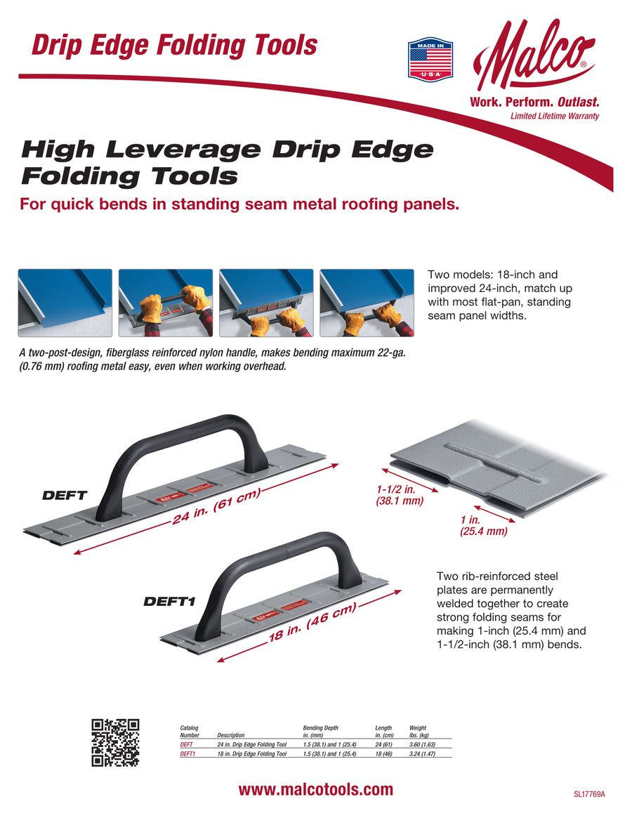 SL17769A Drip Edge Folding tools Product Sell Sheet by Malco Products Flipsnack