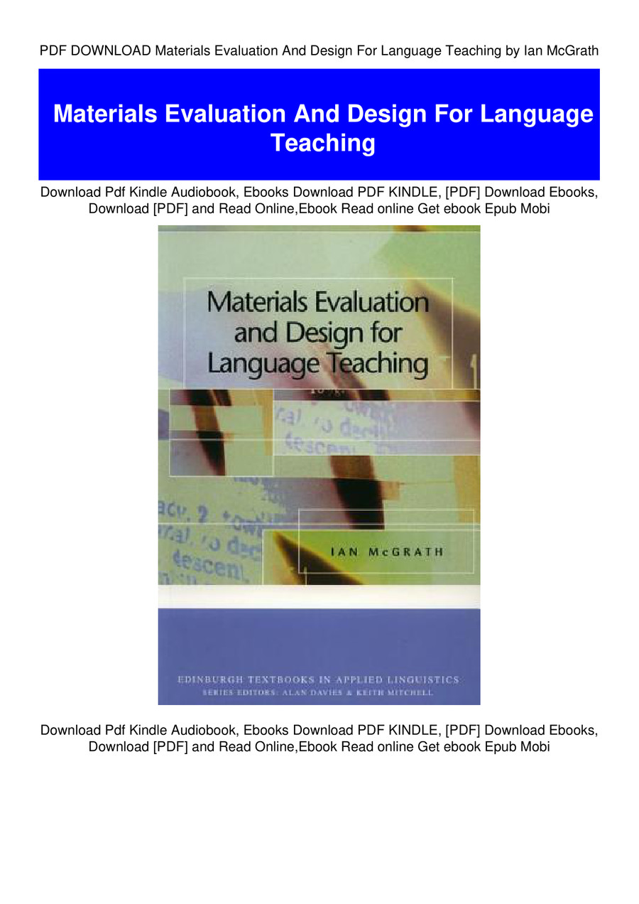 PDF DOWNLOAD Materials Evaluation And Design For Language Teachi by