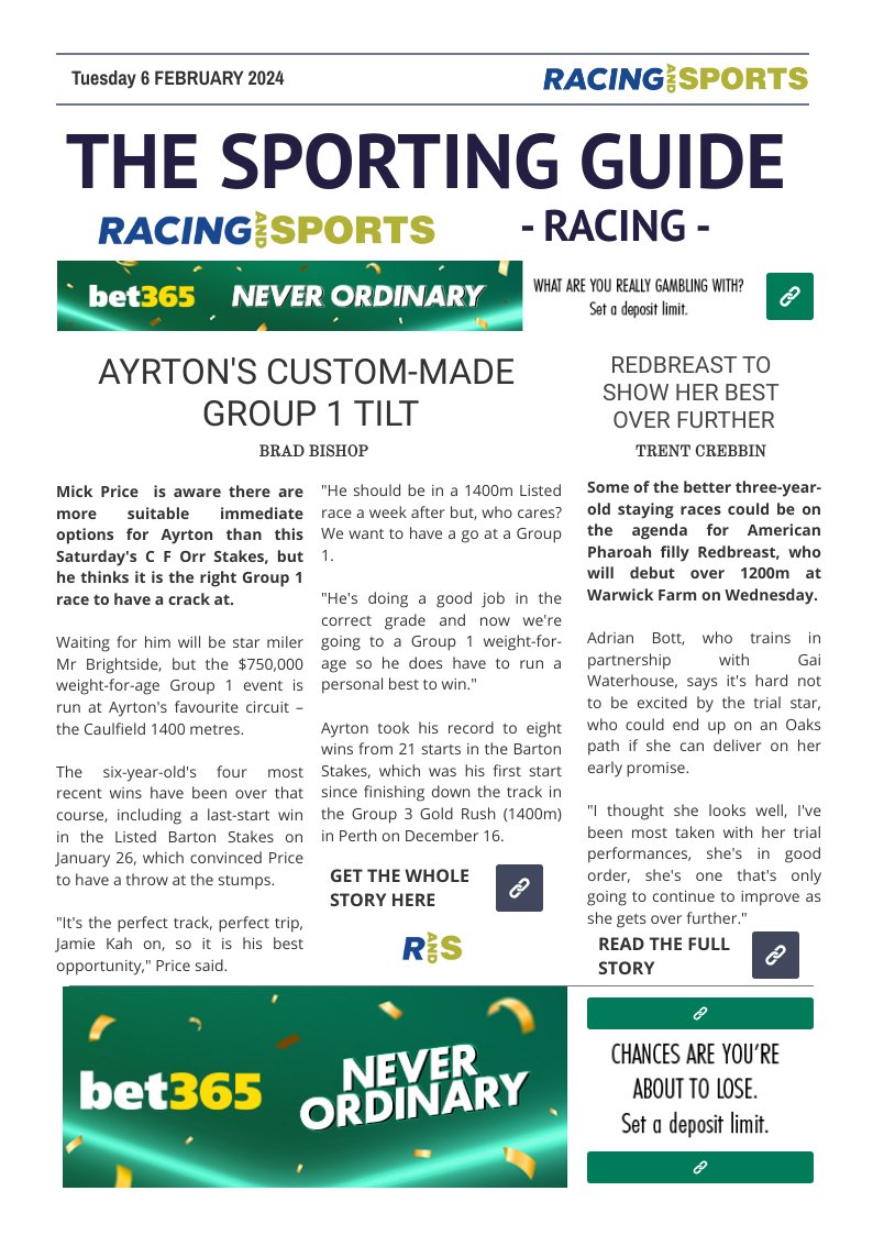 The Sporting Guide - Racing & Sports - 6 February 2024 by Racing and Sports