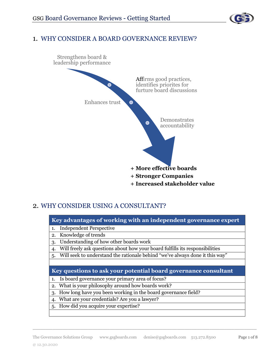 GSG Board Effectiveness Reviews Getting Started by Denise Kuprionis Flipsnack