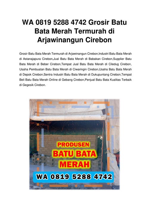 WA 0819 5288 4742 Jual Batu Bata Merah Termurah di Cirebon