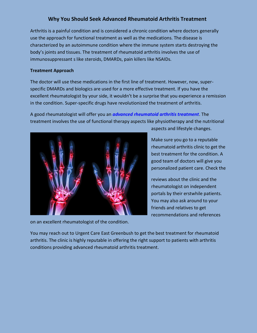 Why You Should Seek Advanced Rheumatoid Arthritis