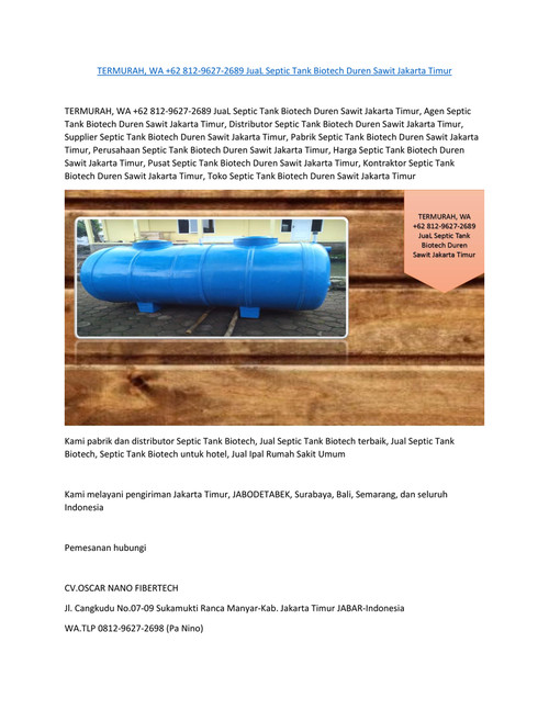 WA +62 812-9627-2689 JuaL Septic Tank Biotech Duren Sawit