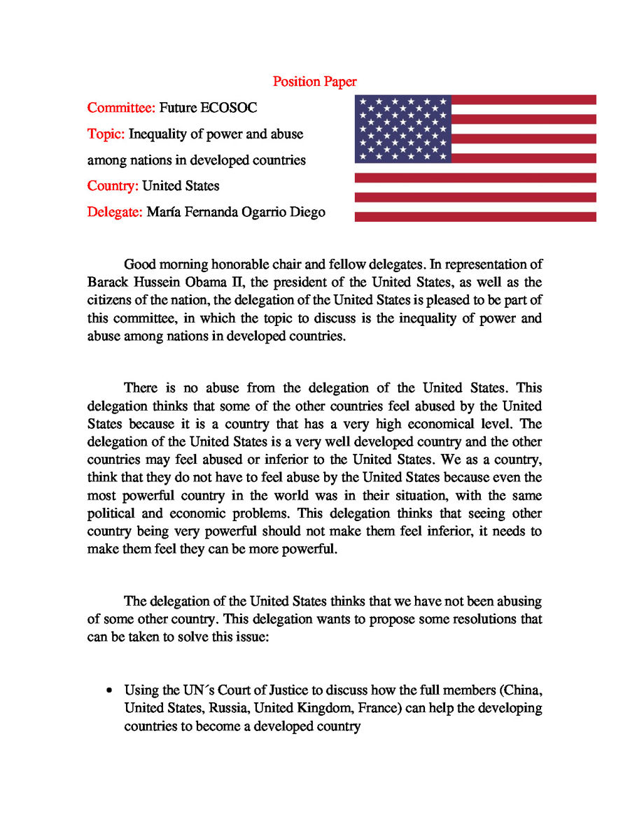 Model Un Position Paper Template : Demon Works: One Page Papercraft