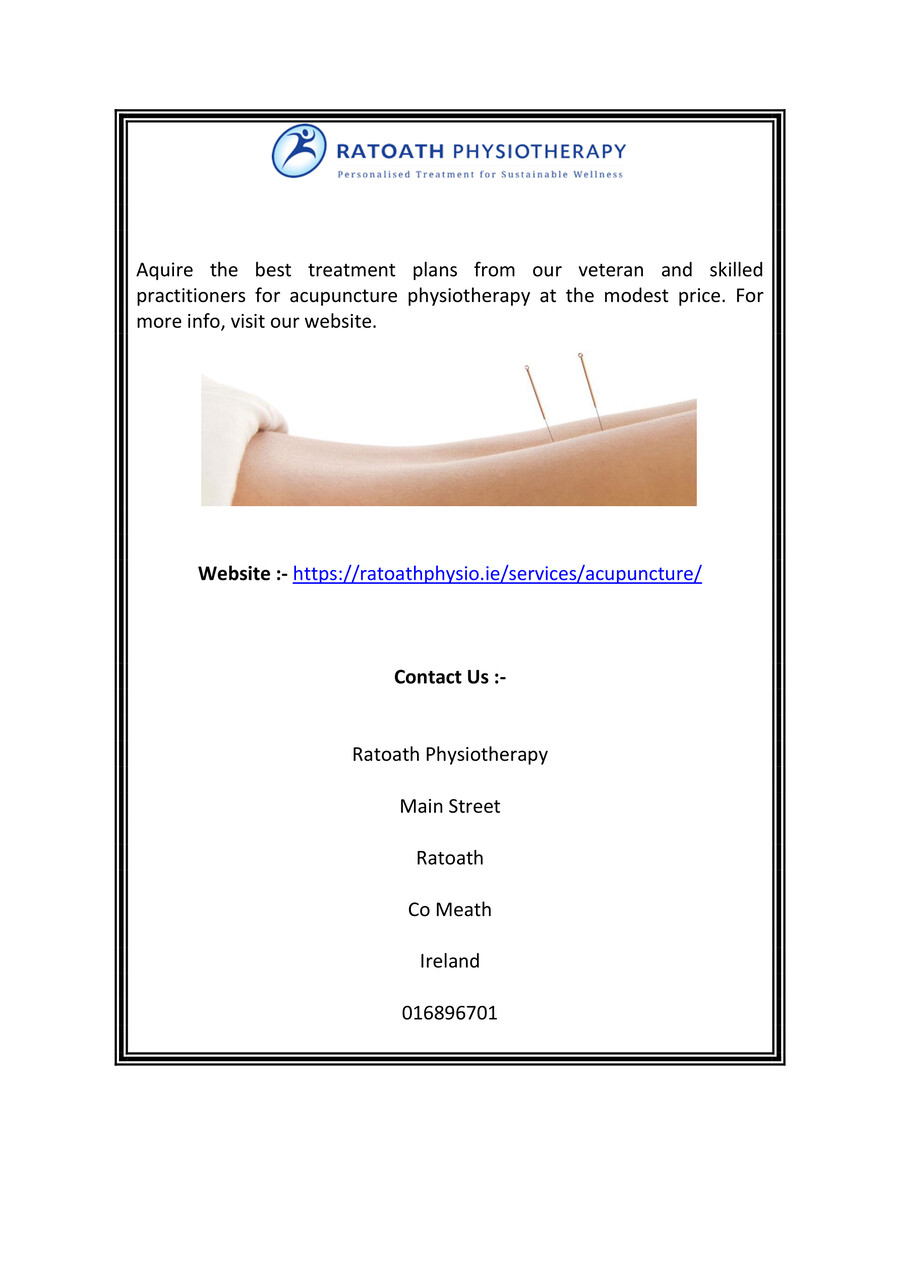 Acupuncture physiotherapy Ratoath Physiotherapyconverted by mark james Flipsnack