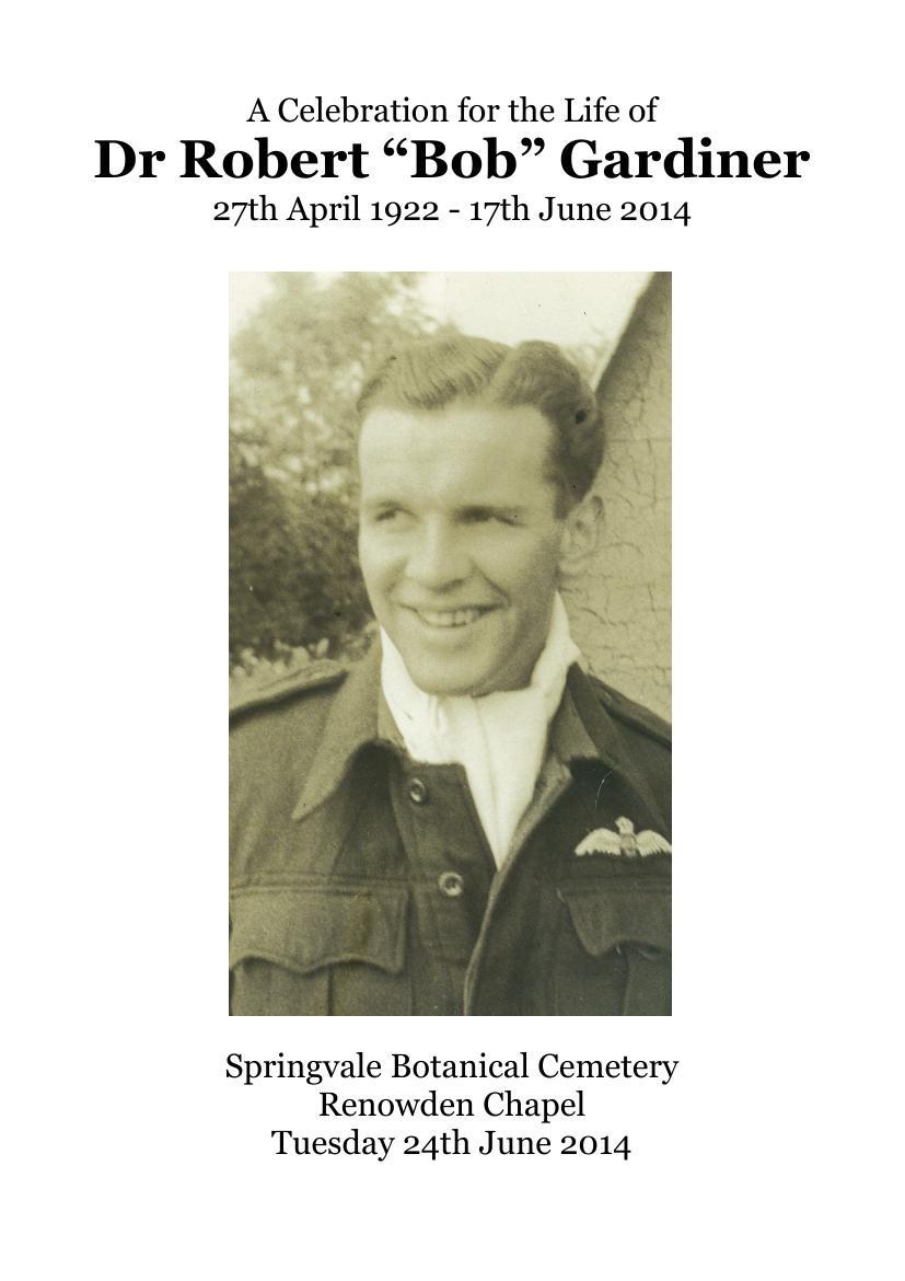 4 Order of Service for Dr Robert “Bob” Gardiner by Natalie Flipsnack