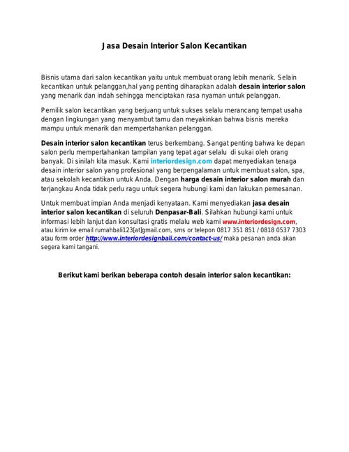 Jasa Desain Interior Salon Kecantikan