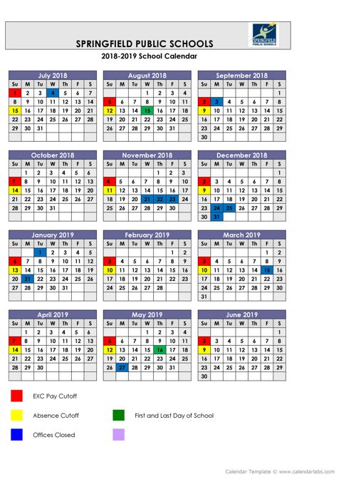 20182019 Payroll Calendar by Springfield... Flipsnack