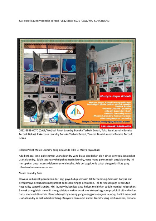 Jual Paket Laundry Boneka  0812-8888-6070 [CALL/WA] KOTA BEKASI