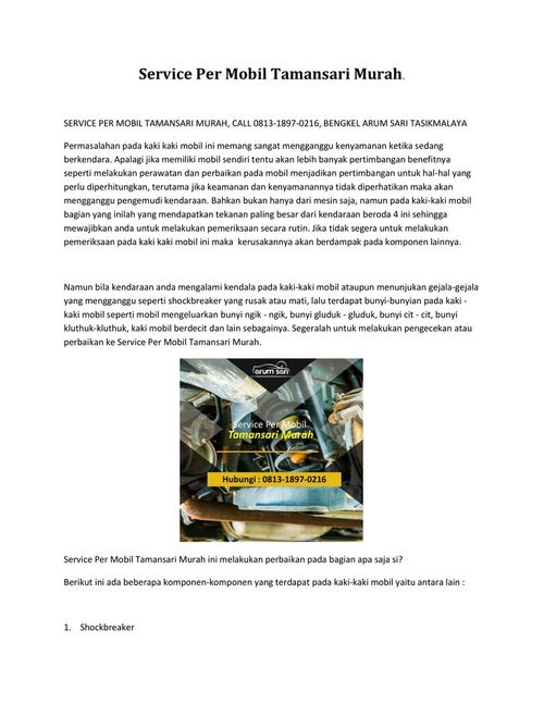 Service Per Mobil Tamansari Murah