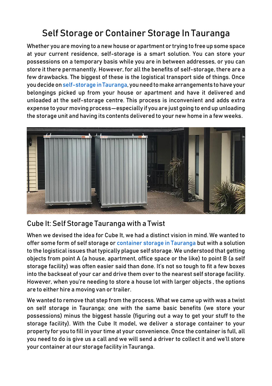 Self Storage or Container Storage In Tauranga by cube it Flipsnack