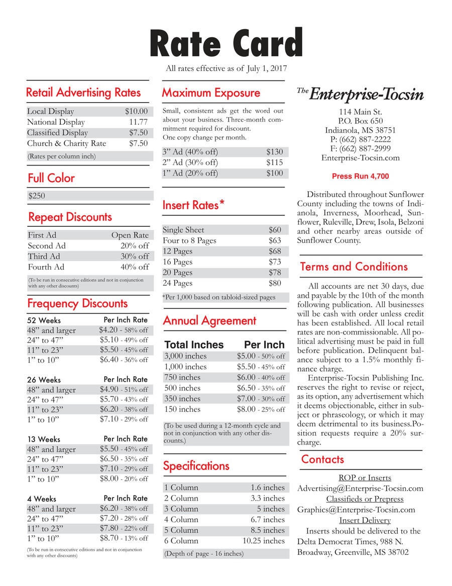 Rate Package by Emmerich Newspapers - Flipsnack