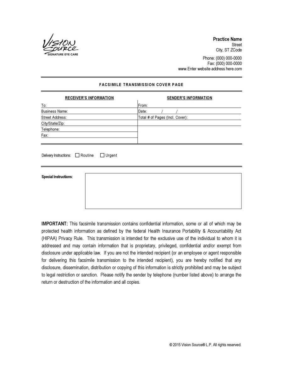 patient referral fax cover sheethipaa52815editable by vision