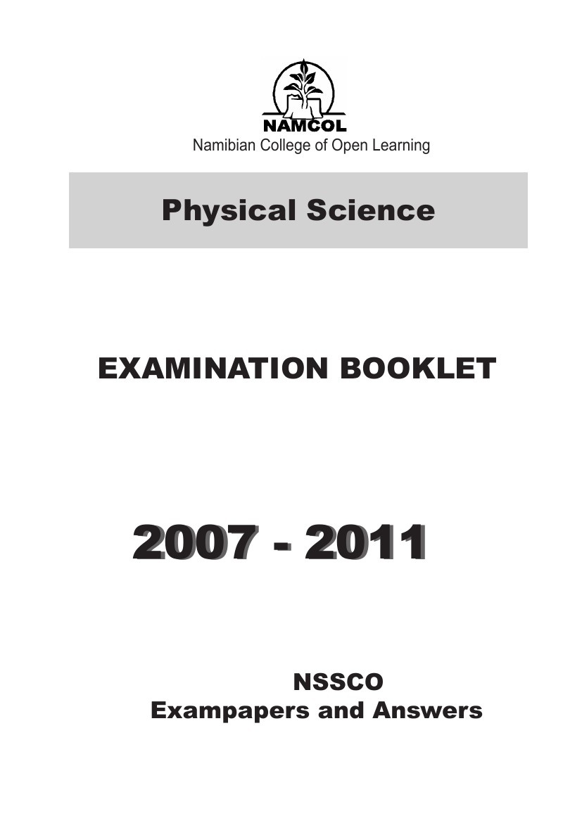 NSSCO PHYSICAL SCIENCE EXAMINATION BOOKLET 2007 2011 by Jason Raymond