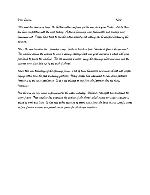 Diary Entries from the Industrial Revolution by Evie Flipsnack