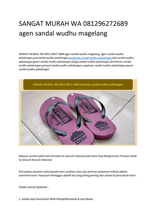 SANGAT MURAH WA 081296272689 agen sandal wudhu magelang