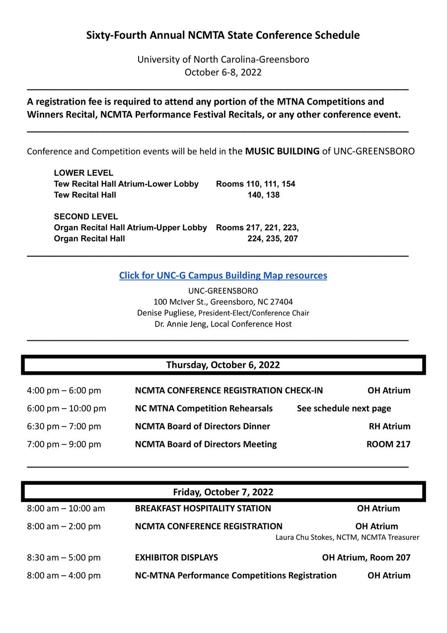 2022 Conference Schedule by NCMTA Editor - Flipsnack