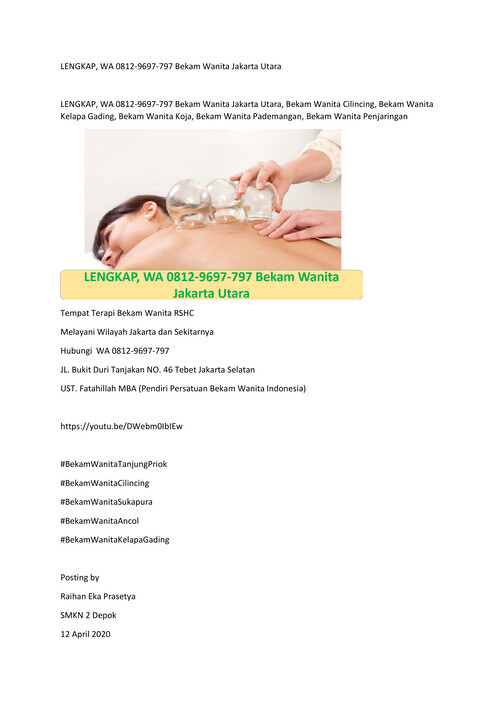 LENGKAP, WA 0812-9697-797 Bekam Wanita Jakarta Utara