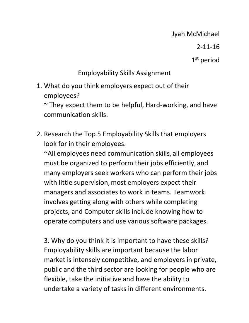 Employability Skills Assignment Student Samples by aupshur84 - Flipsnack