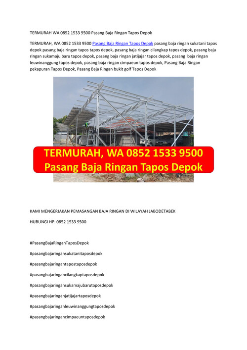 TERMURAH WA 0852 1533 9500 Pasang Baja Ringan Tapos Depok