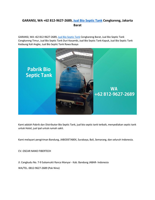 WA 0812-9627-2689, Bio Septic Tank Cengkareng Jakarta Barat