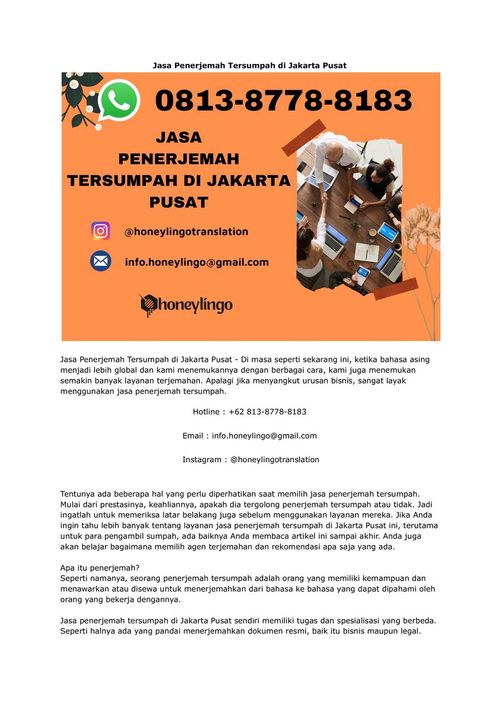 Jasa Penerjemah Tersumpah di Jakarta Pusat