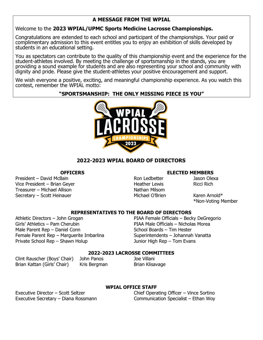 WPIAL Lacrosse Championships 2023 by Teall... Flipsnack