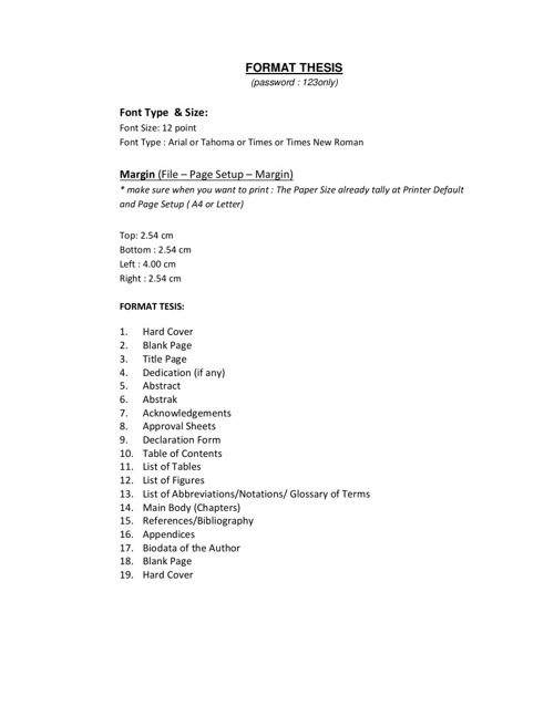 Thesis Font Size Thesis Title Ideas for College