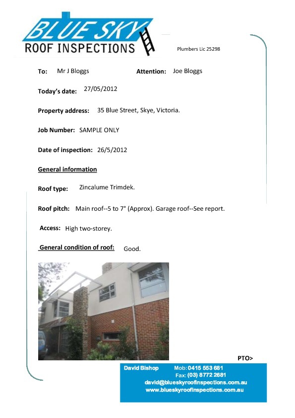 Sample roof reports by David Flipsnack