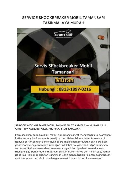 SERVICE SHOCKBREAKER MOBIL TAMANSARI TASIKMALAYA MURAH