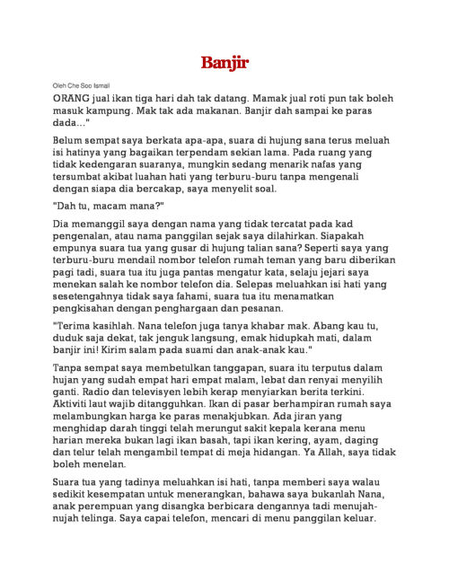 Cerpen Banjir Di Mata Emak by NORASNI BT SANUSI - - Flipsnack