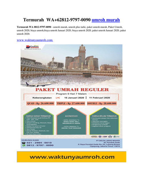 Termurah WA +62812-9797-0090 - umroh murah  