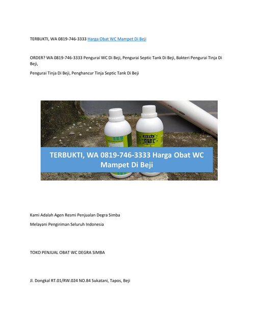 TERBUKTI, WA 0819-746-3333 Harga Obat WC Mampet Di Beji