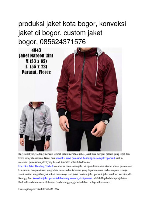 produksi jaket kota bogor