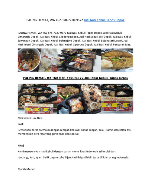 PALING HEMAT, WA +62 878-7720-9572 Jual Nasi Kebuli Tapos De