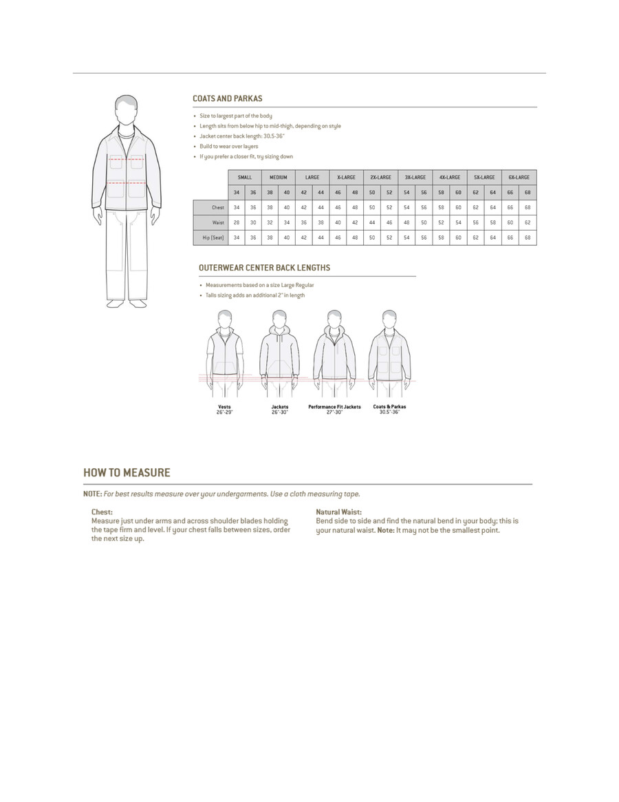 Carhartt Hoodie Size Chart