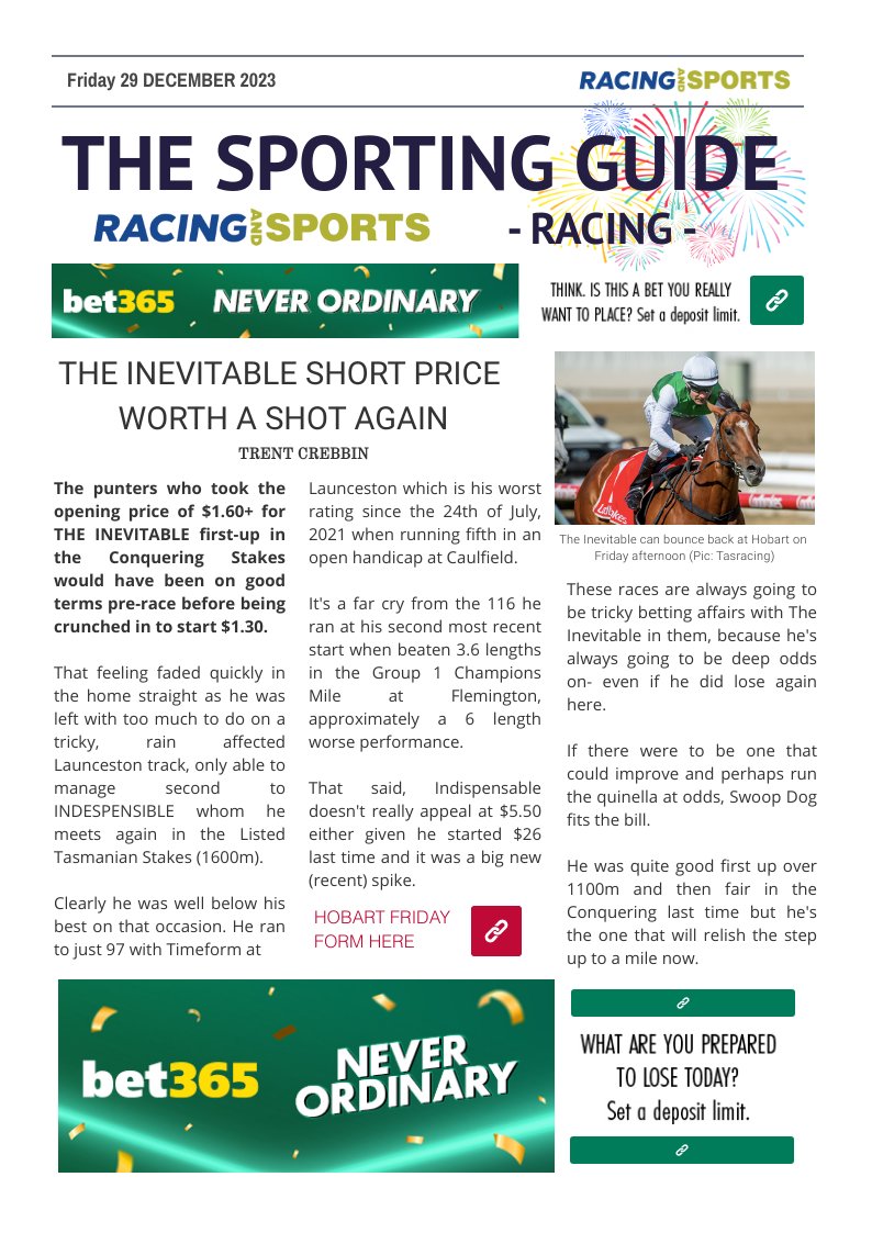 The Sporting Guide - Racing & Sports - 29 December 2023 by Racing and ...