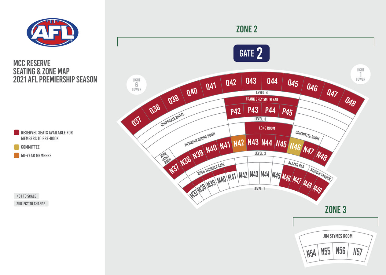 MCC Reserve Seating Map 2021 AFL Premiership Season by Flipsnack
