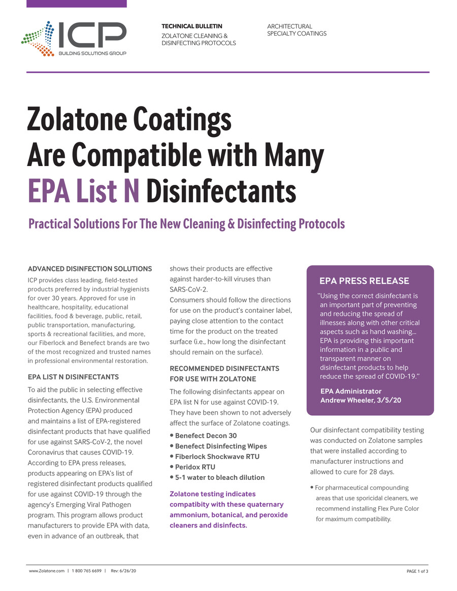 Zolatone_Technical_Bulletin_Disinfecting by Metro Wallcoverings Flipsnack