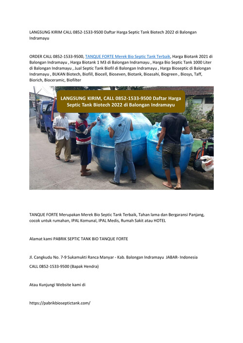 LANGSUNG KIRIM CALL 0852-1533-9500 Daftar Harga Septic Tank 