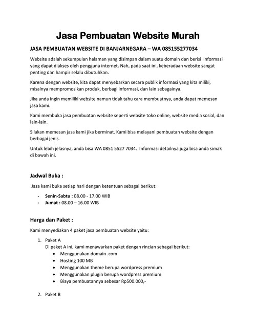 Jasa Pembuatan Website Murah di Banjarnegara