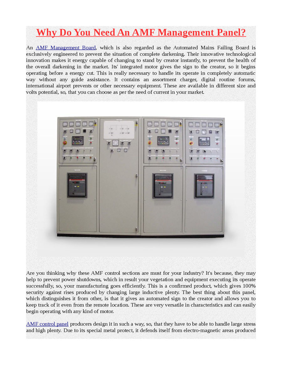 Why Do You Need An AMF Management Panel? by... - Flipsnack
