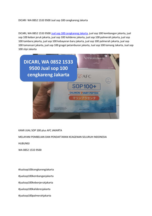 DICARI  WA 0852 1533 9500 Jual sop 100 cengkareng Jakarta