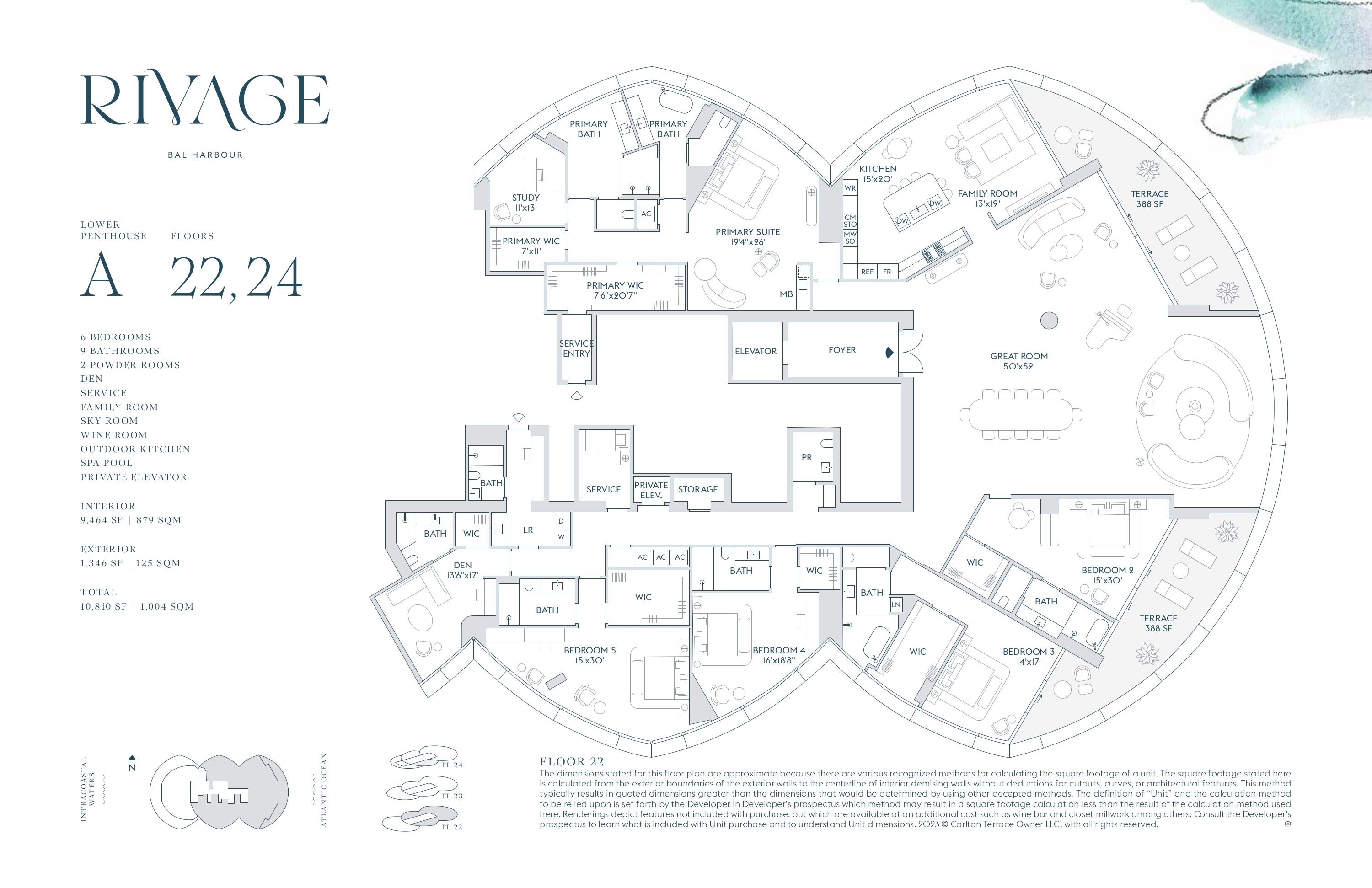Lower Penthouse A — Floors 22, 24 floor plan