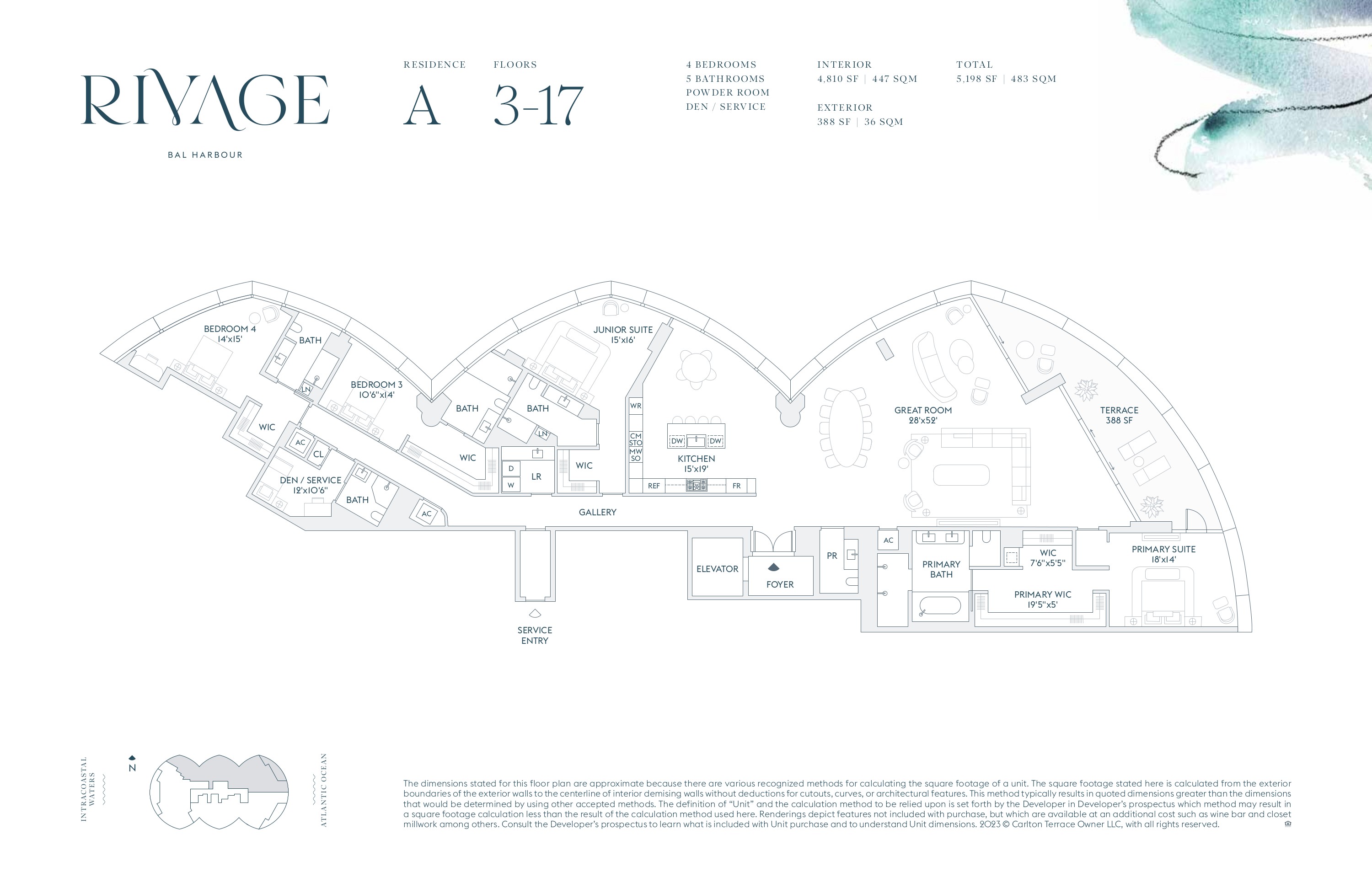 Residence A — Floors 3–17 floor plan