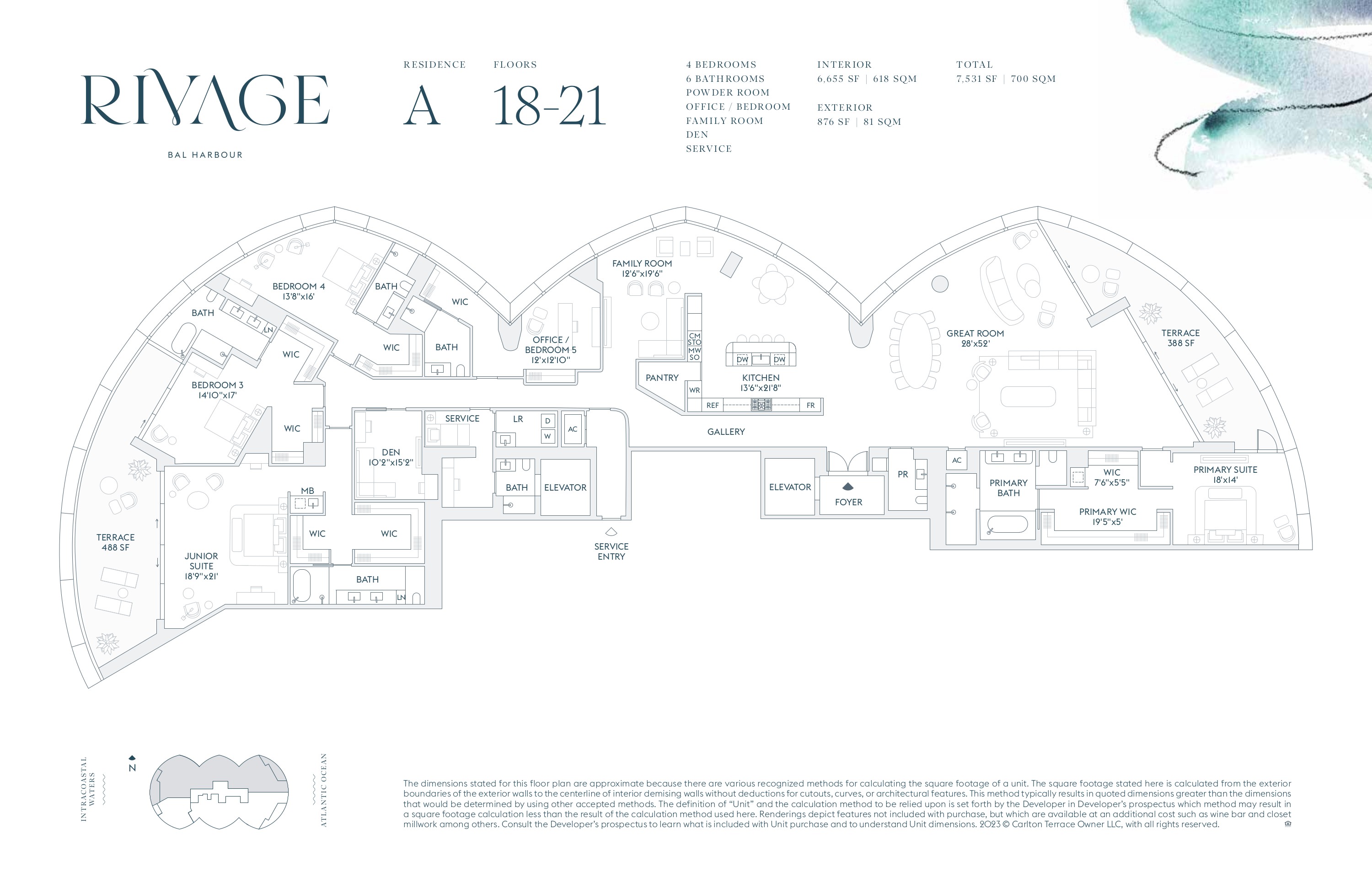 Residence A — Floors 18–21 floor plan