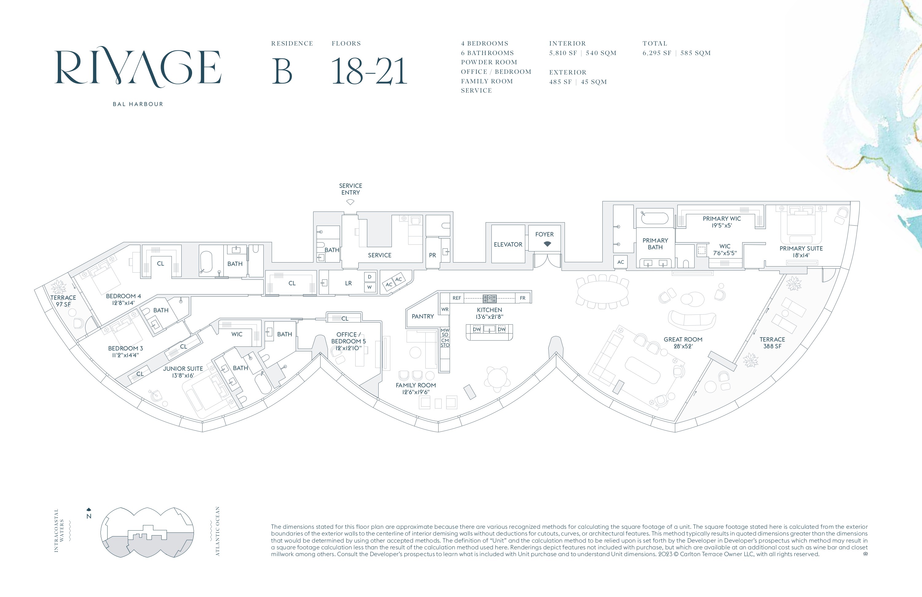 Residence B — Floors 18–21 floor plan