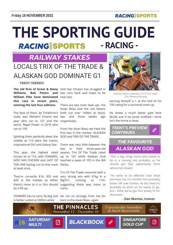 The Sporting Guide - Racing & Sports - 18 November 2022 by Racing and ...