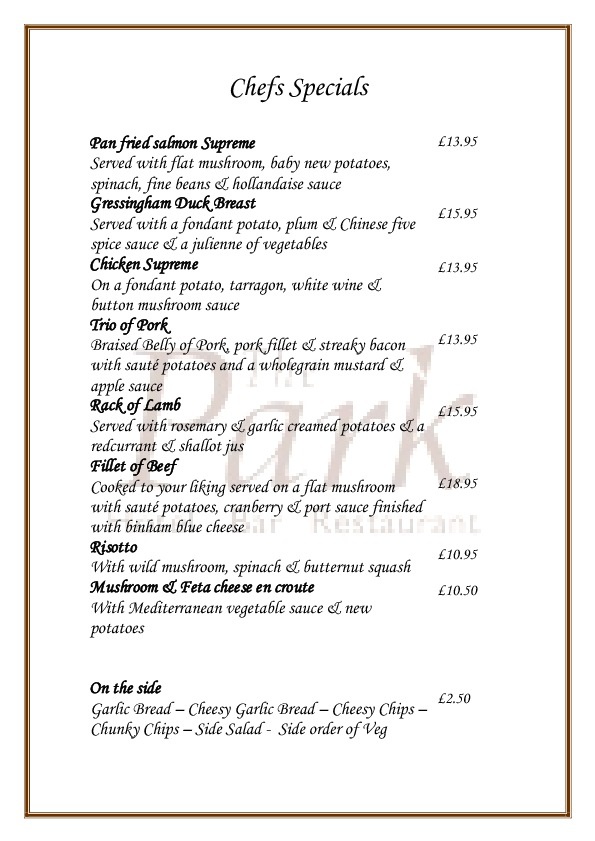 Park Hotel Diss Menus by Robert Green Flipsnack